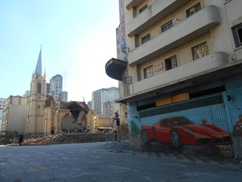 Low angle view of buildings against sky