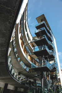 Low angle view of staircase against sky