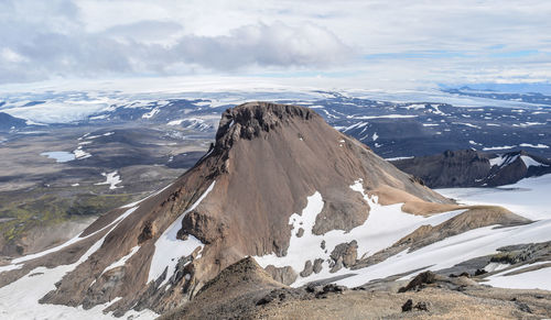 Panoramic view of snowcapped mountains against sky