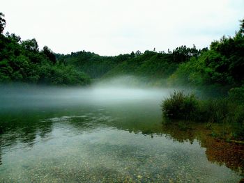 Scenic view of lake against sky