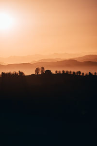 Scenic view of silhouette landscape against sky during sunset
