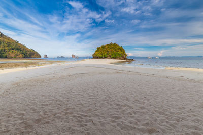 Scenic view of beach against sky