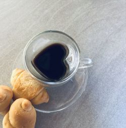 High angle view of coffee on table