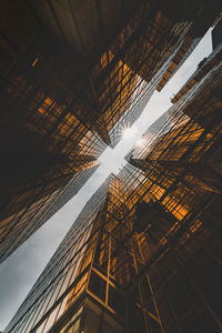 Low angle view of modern buildings against sky