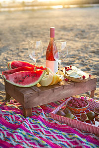 Various fruits on table