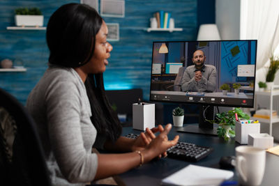 Businesswoman talking on video conference