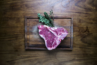 High angle view of food on cutting board