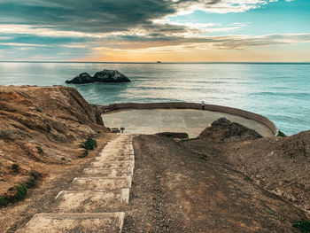 Scenic view of sea against sky during sunset