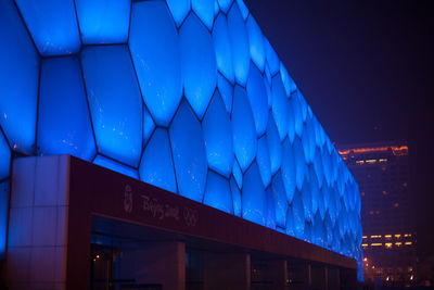 Low angle view of illuminated built structure