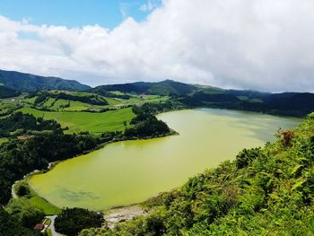 Scenic view of lake against sky