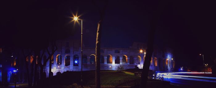Light trails on street at night