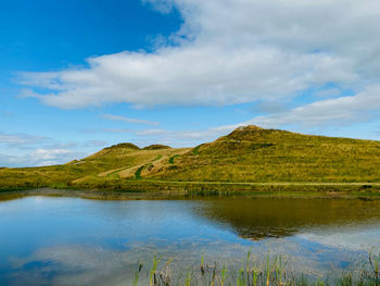 Scenic view of lake against sky