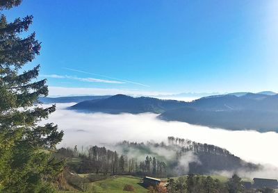 Scenic view of mountains against sky