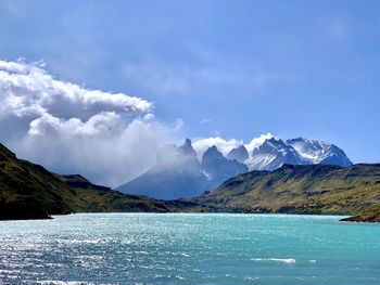 Scenic view of mountains against sky