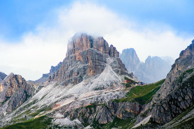 Panoramic view of mountain range against sky