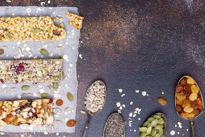 High angle view of food on table