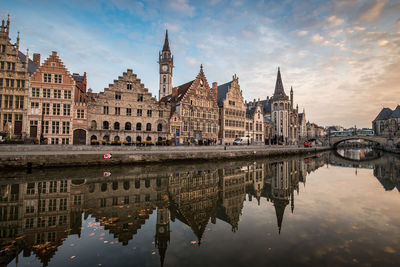 Reflection of buildings in water