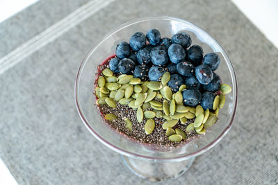 High angle view of food in bowl on table