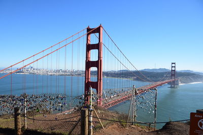 View of suspension bridge against sky