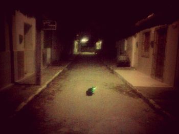 Empty illuminated street at night