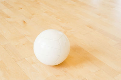 High angle view of basketball hoop on hardwood floor