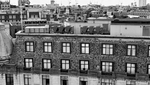 High angle view of buildings in city