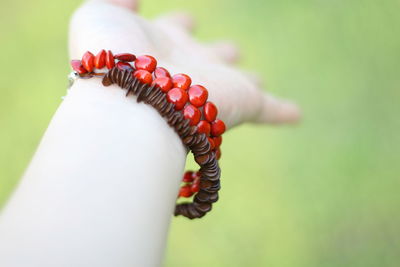Close-up of woman wearing bracelets