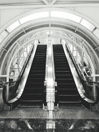 Low angle view of escalator in building