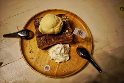 High angle view of food on table