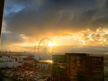 View of city at sunset