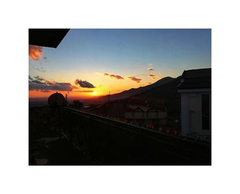 Scenic view of mountains against sky during sunset