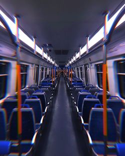 Interior of illuminated train