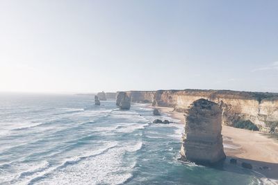 Scenic view of sea against clear sky