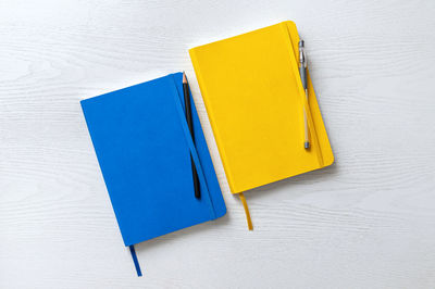 High angle view of pen on table