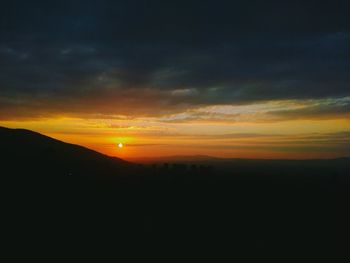 Scenic view of mountains against sky during sunset