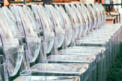 Plastic chairs arranged at event