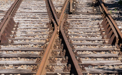 High angle view of railroad tracks