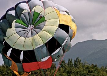 Low angle view of hot air balloon against sky