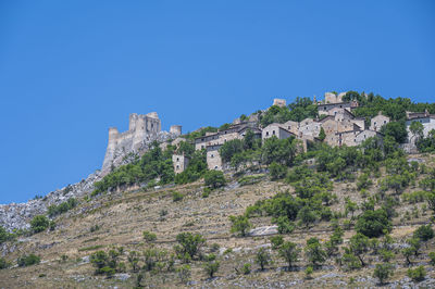 Panorama of the medieval village and the castle of rocca calascio