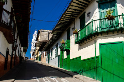 Beautiful streets at the historical downtown of the heritage town of salamina in colombia.