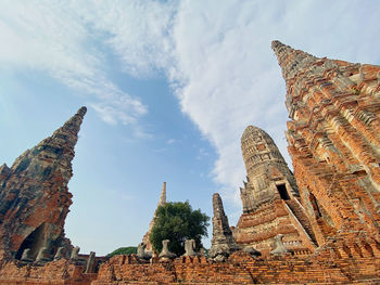 Low angle view of old building against sky