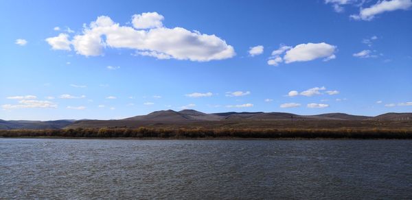 Scenic view of lake against sky