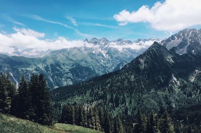 Scenic view of mountains against sky