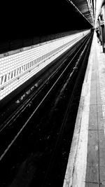 Railroad station platform at night