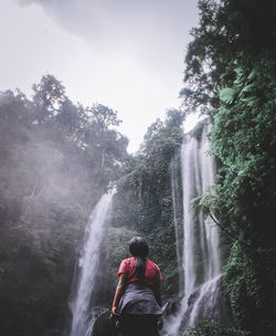 Scenic view of waterfall in forest