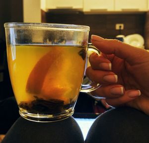 Close-up of beer in glass