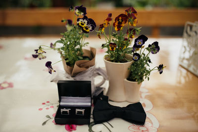 Close-up of flowers in vase on table