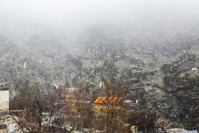 Aerial view of cityscape during winter