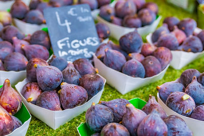 High angle view of fruits for sale at market stall