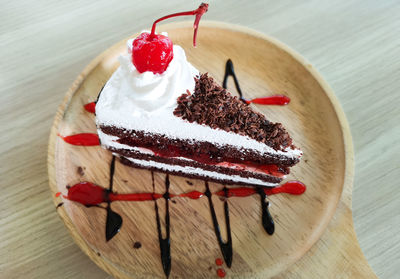 High angle view of cake on table